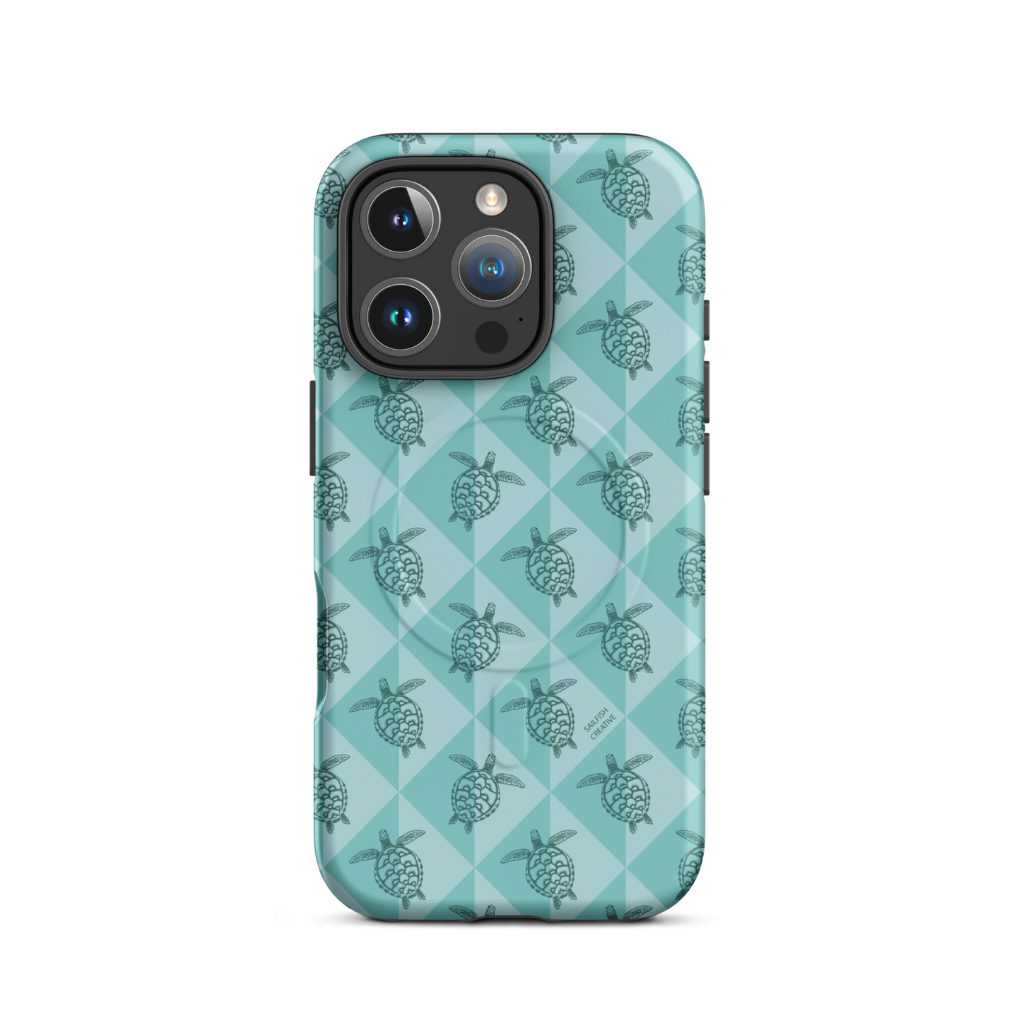 iPhone MagSafe Tough Phone Case - Turtle Diamonds Teal