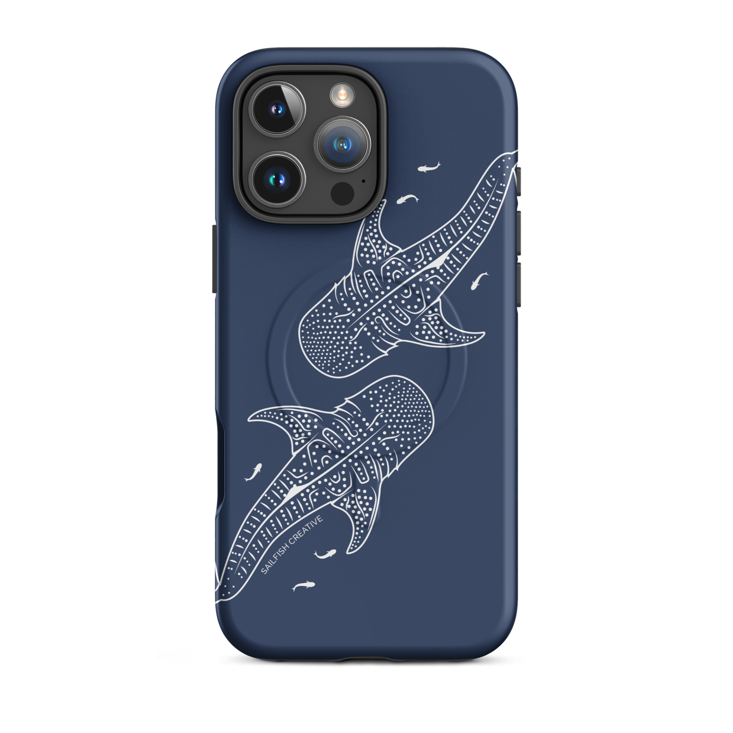 iPhone MagSafe Tough Case - Whale Sharks Outline Navy - Sailfish Creative