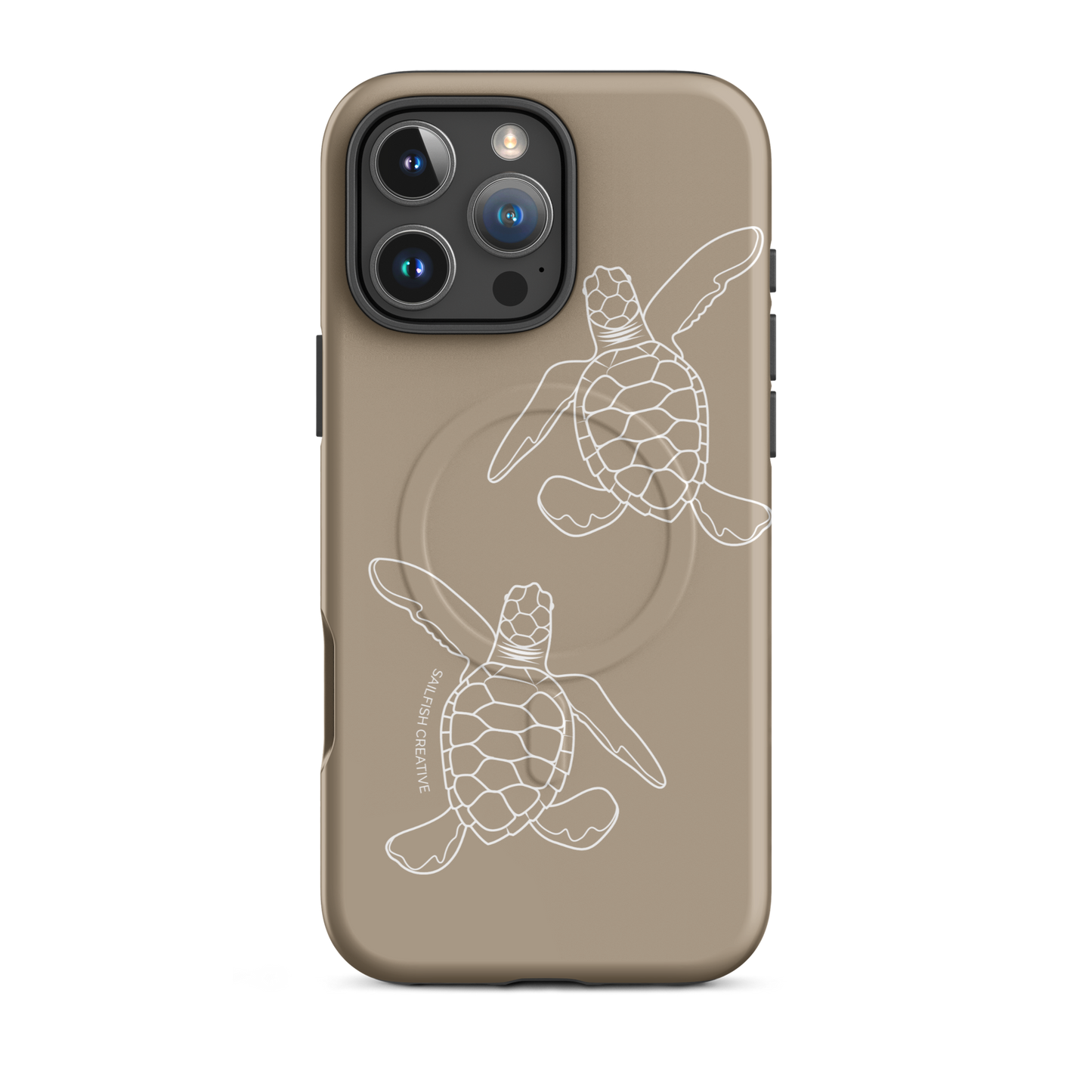 iPhone MagSafe Tough Case - Turtle Hatchlings Outline Natural - Sailfish Creative