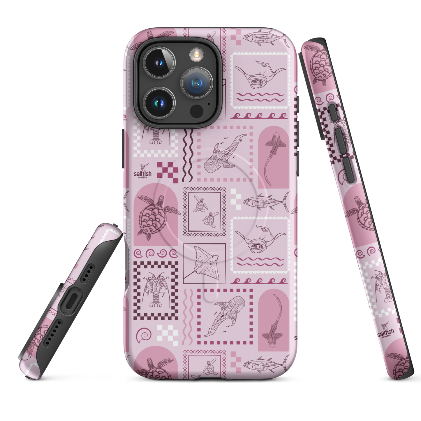 iPhone MagSafe Tough Phone Case - Arches Print Orchid
