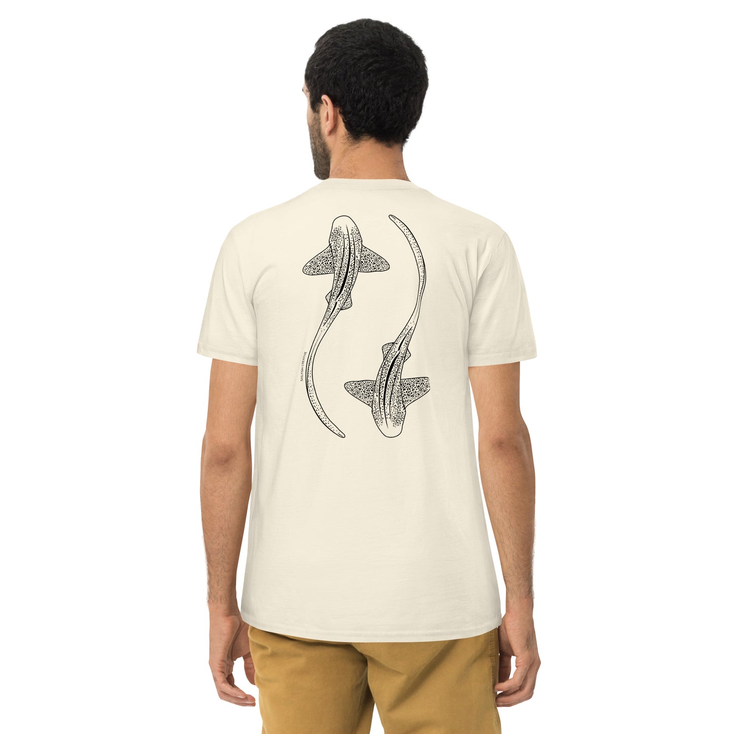 Leopard Shark Line Art - Mens Staple T-Shirt - Sailfish Creative