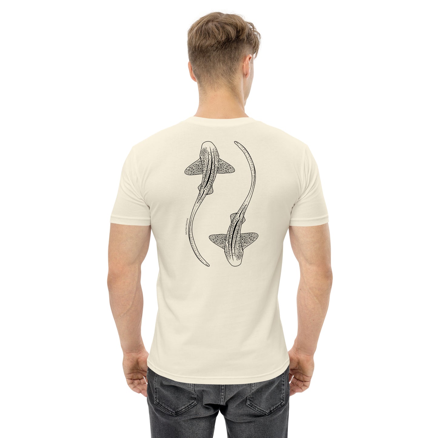 Leopard Shark Line Art - Mens Staple T-Shirt - Sailfish Creative