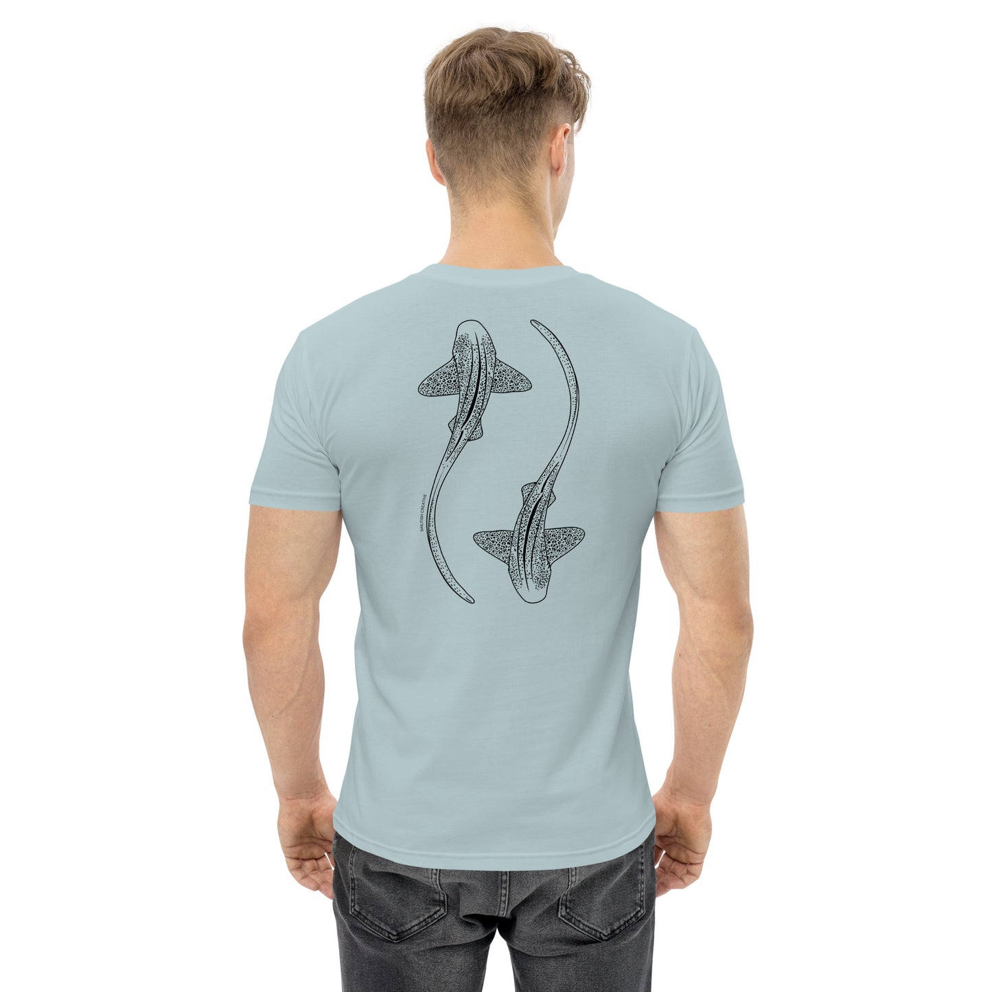 Leopard Shark Line Art - Mens Staple T-Shirt - Sailfish Creative