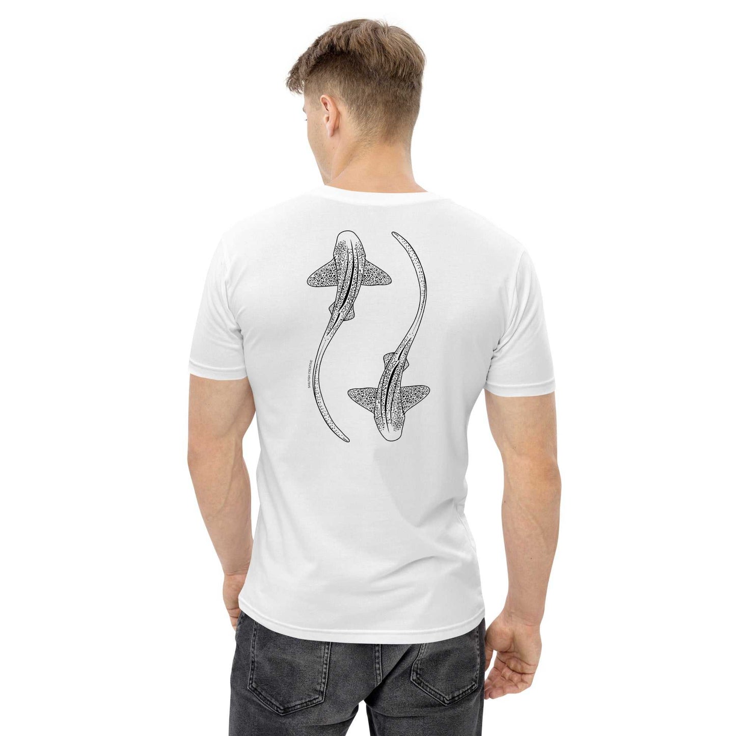 Leopard Shark Line Art - Mens Staple T-Shirt - Sailfish Creative