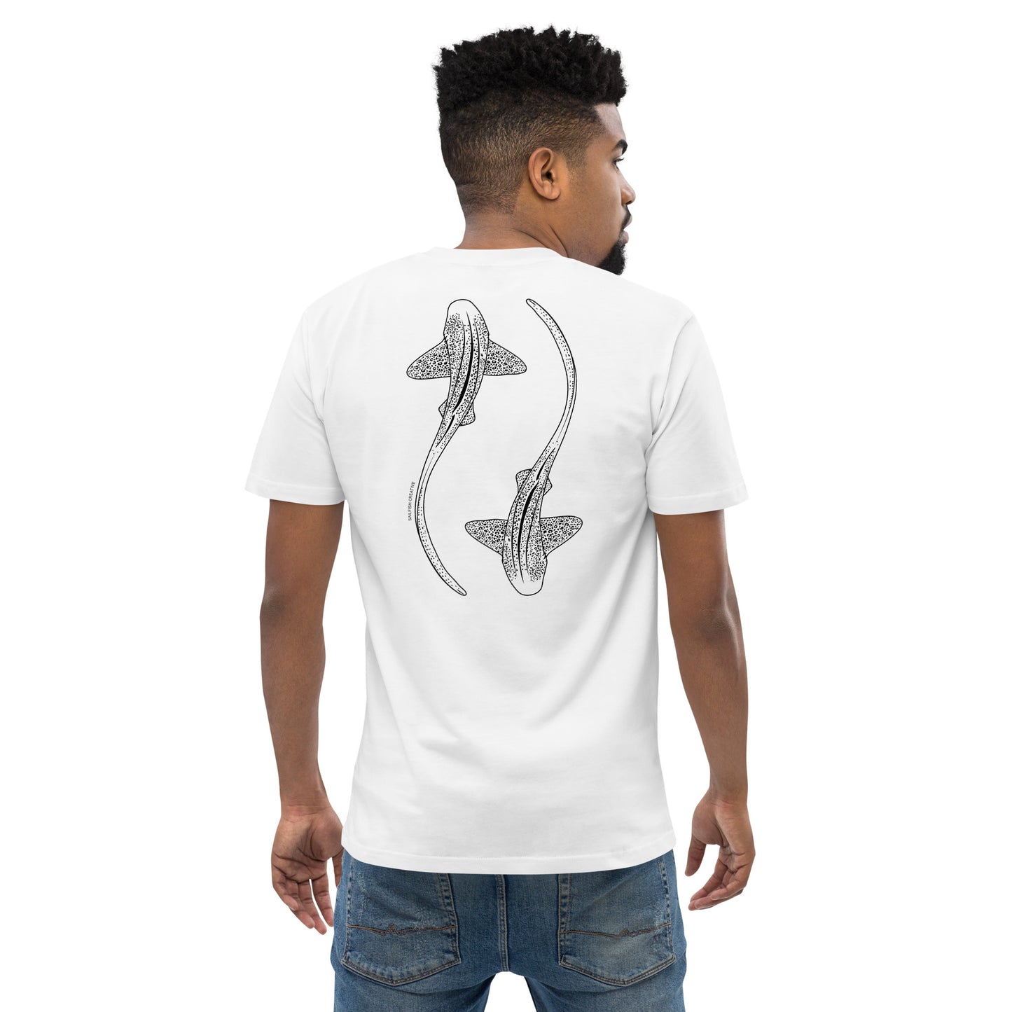 Leopard Shark Line Art - Mens Staple T-Shirt - Sailfish Creative