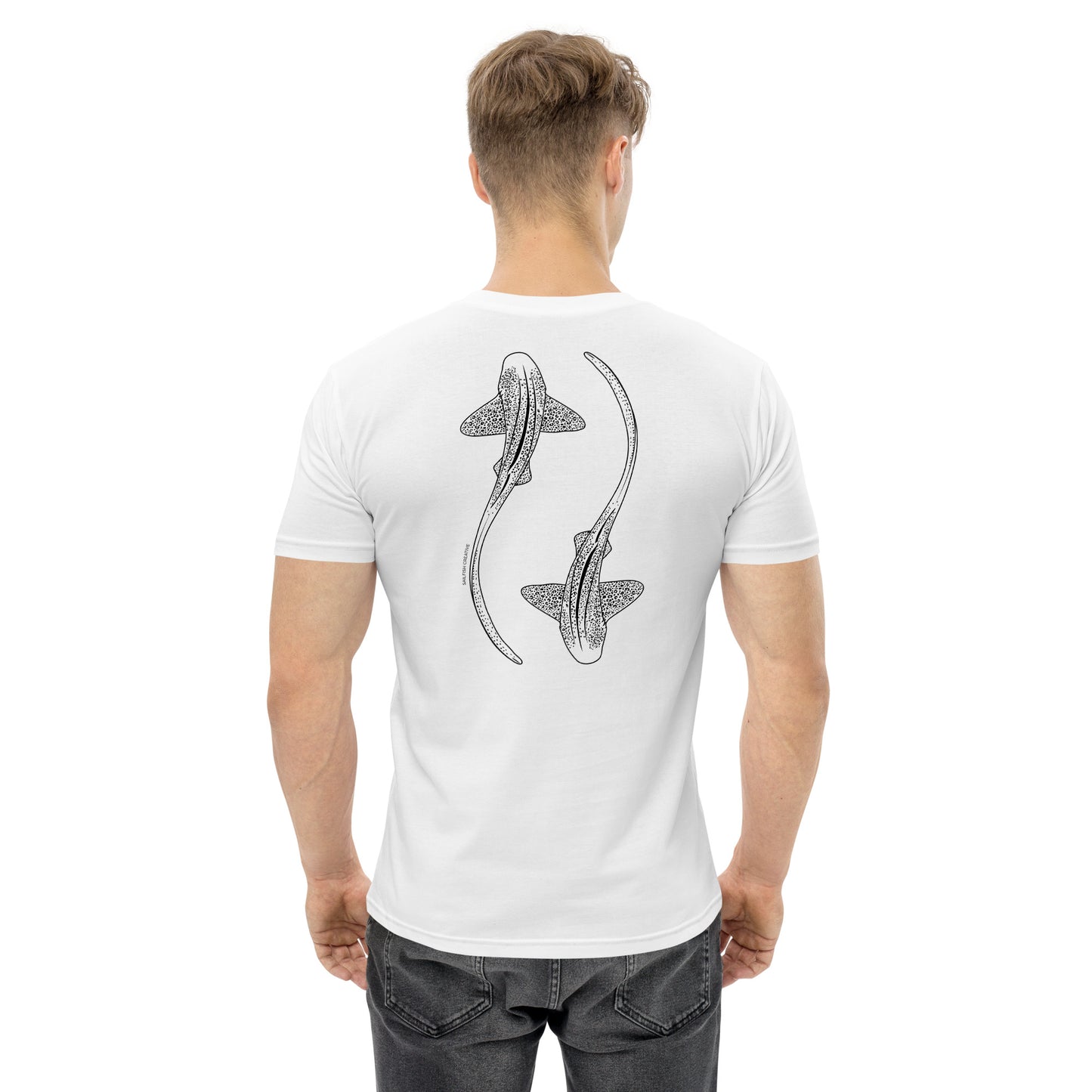 Leopard Shark Line Art - Mens Staple T-Shirt - Sailfish Creative