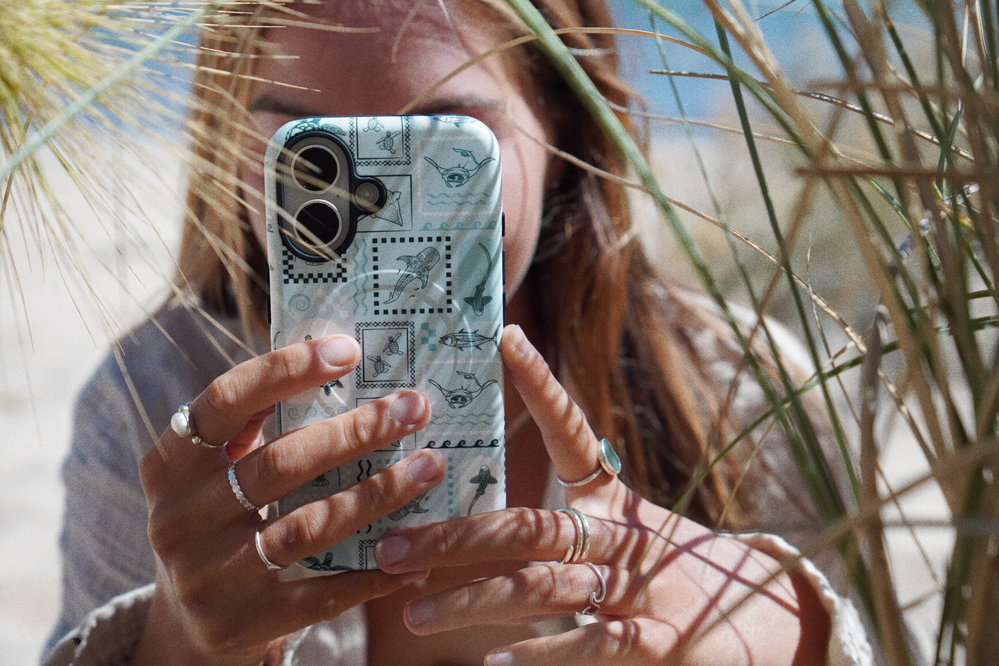 iPhone MagSafe Tough Phone Case - Arches Print Teal
