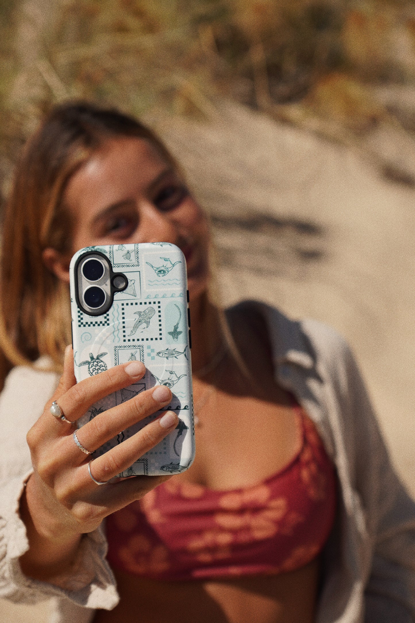 iPhone MagSafe Tough Phone Case - Arches Print Teal