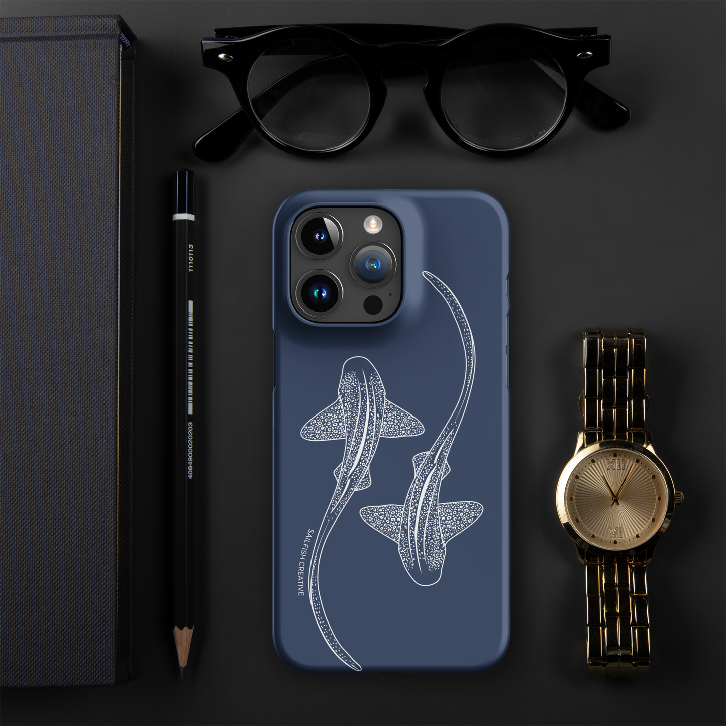 iPhone Snap Phone Case - Leopard Sharks Outline Navy - Sailfish Creative