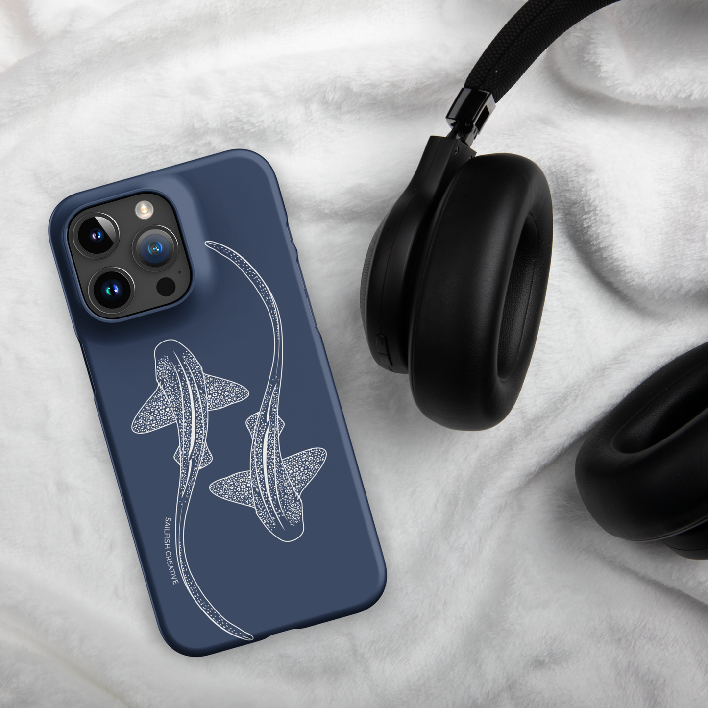 iPhone Snap Phone Case - Leopard Sharks Outline Navy - Sailfish Creative