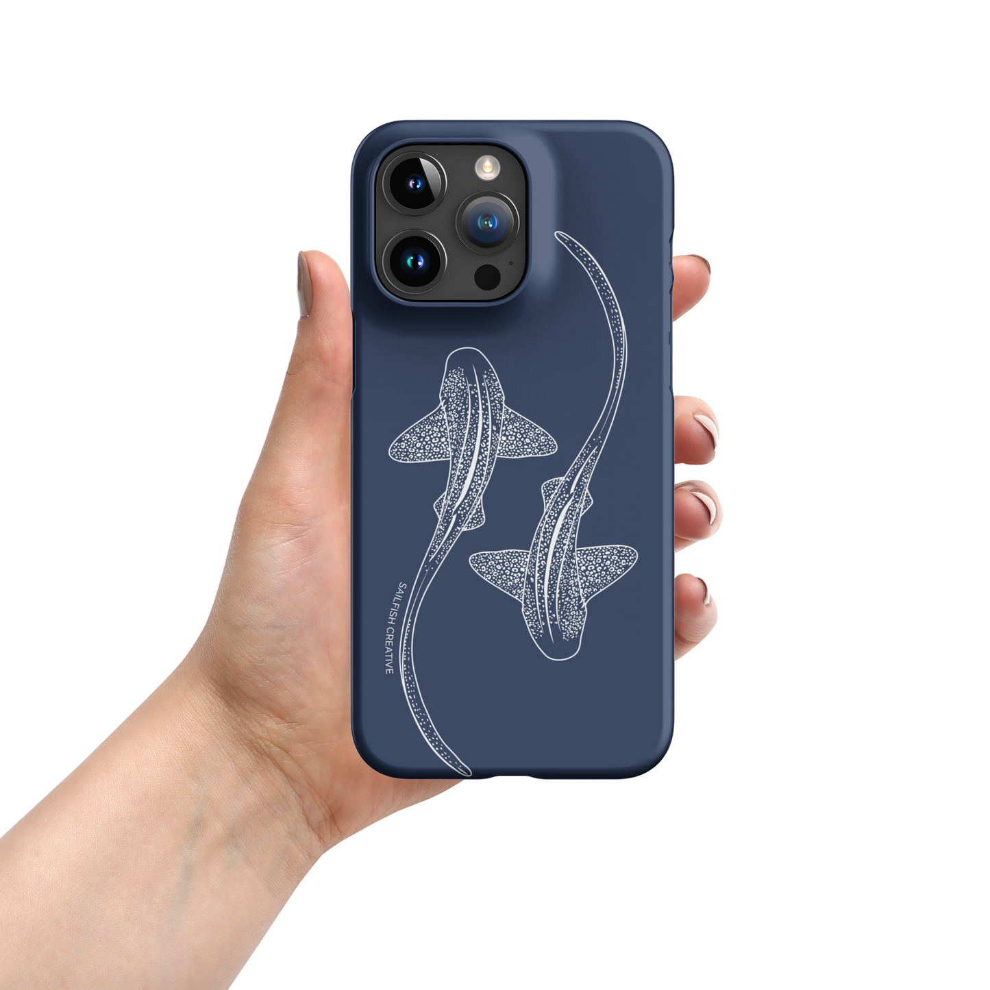 iPhone Snap Phone Case - Leopard Sharks Outline Navy - Sailfish Creative