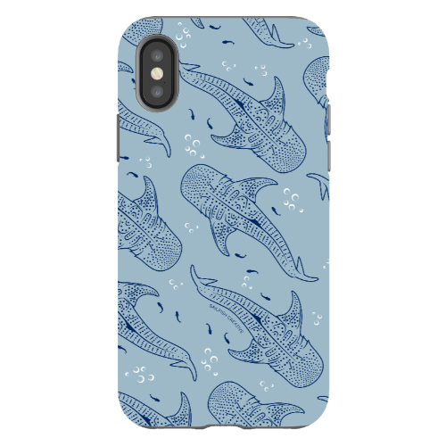 iPhone Tough Phone Case - Whale Sharks Pattern Blues