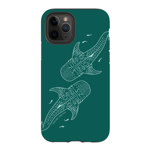 iPhone Tough Case - Whale Sharks Outline Emerald