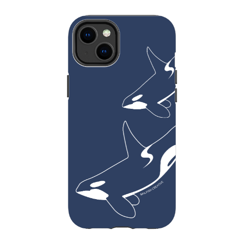 iPhone Tough Phone Case - Orca Outline Navy