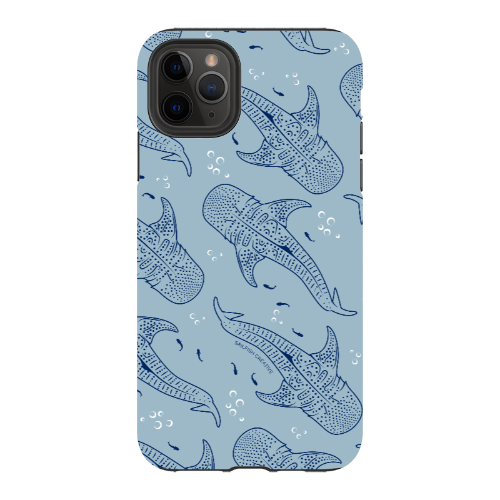 iPhone Tough Phone Case - Whale Sharks Pattern Blues