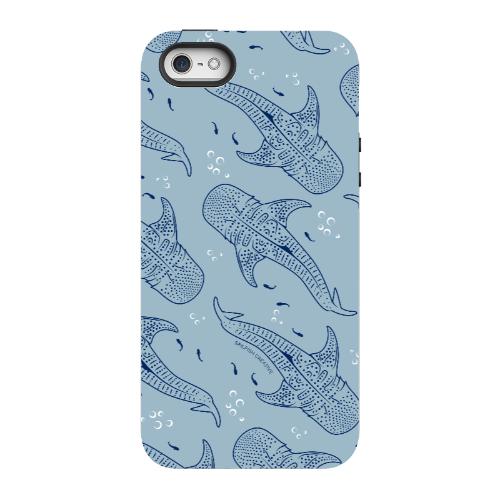 iPhone Tough Phone Case - Whale Sharks Pattern Blues