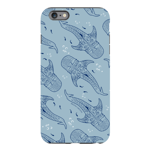 iPhone Tough Phone Case - Whale Sharks Pattern Blues