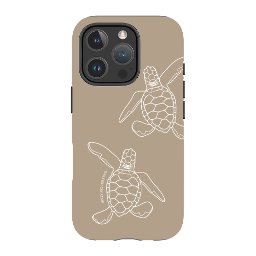 iPhone MagSafe Tough Case - Turtle Hatchlings Outline Natural - Sailfish Creative