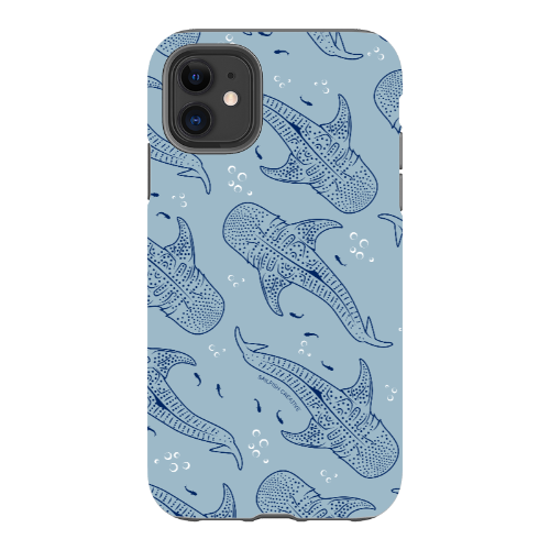 iPhone Tough Phone Case - Whale Sharks Pattern Blues