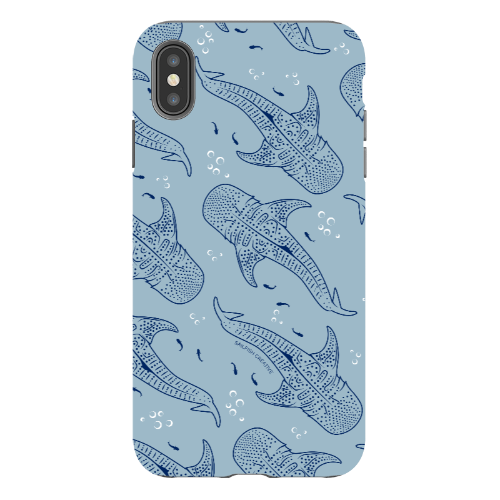 iPhone Tough Phone Case - Whale Sharks Pattern Blues