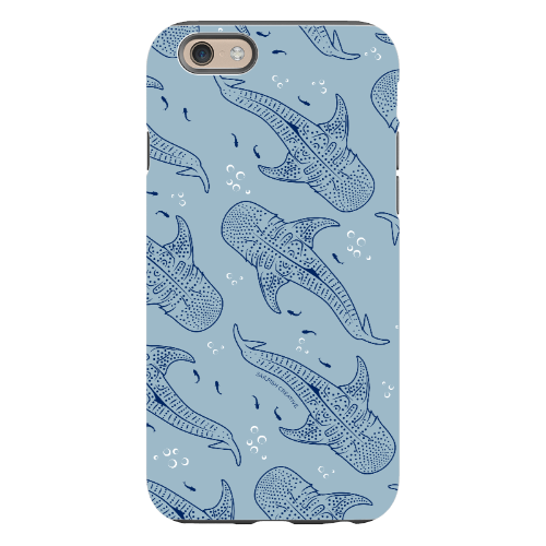 iPhone Tough Phone Case - Whale Sharks Pattern Blues
