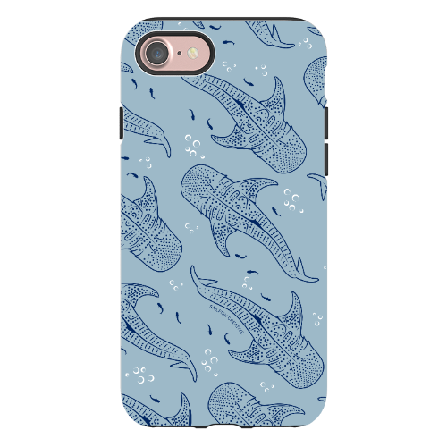 iPhone Tough Phone Case - Whale Sharks Pattern Blues