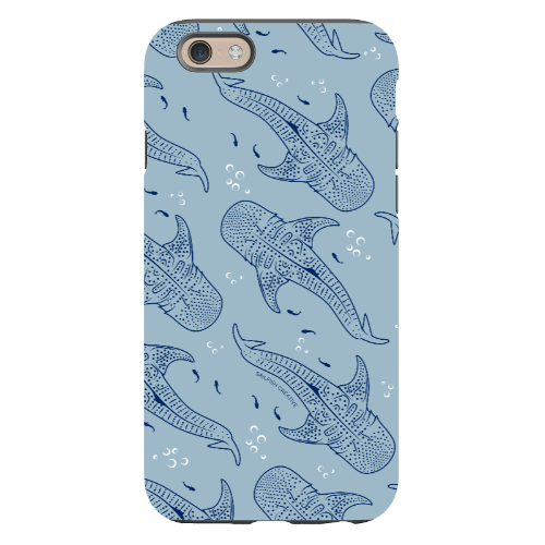 iPhone Tough Phone Case - Whale Sharks Pattern Blues