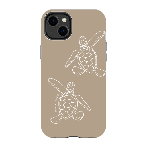 iPhone Tough Phone Case - Turtle Hatchlings Outline Natural - Sailfish Creative