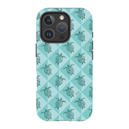 iPhone MagSafe Tough Phone Case - Turtle Diamonds Teal