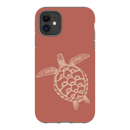 iPhone Tough Case - Turtle Outline Rusty Coral