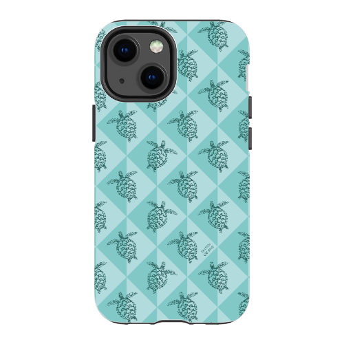 iPhone Tough Phone Case - Turtle Diamonds Teal