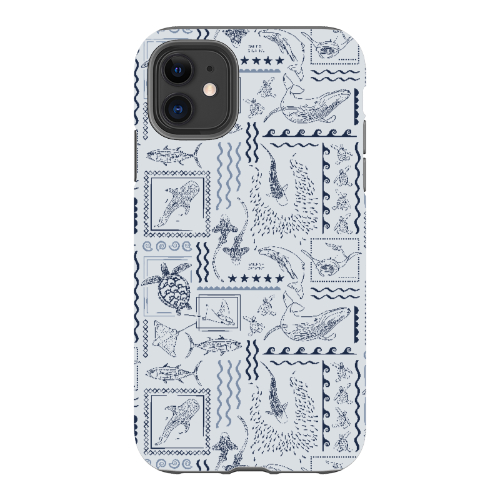 iPhone Phone Case - Busy Print Overcast Blue