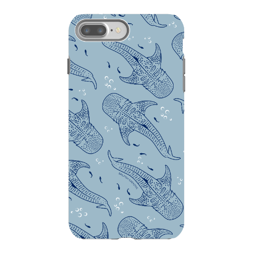 iPhone Tough Phone Case - Whale Sharks Pattern Blues