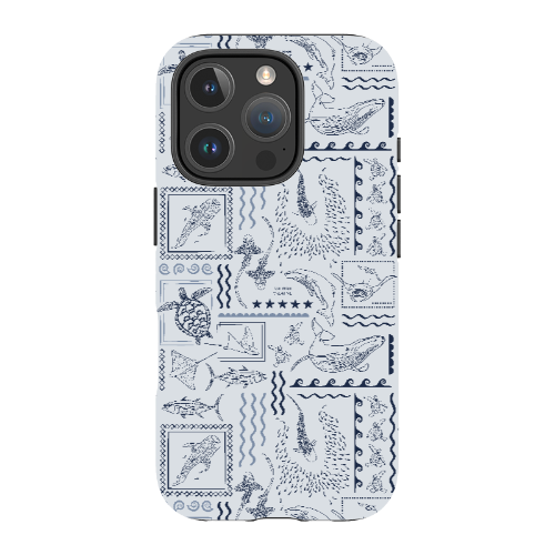 iPhone MagSafe Tough Phone Case - Busy Print Overcast Blue