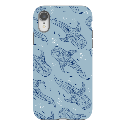 iPhone Tough Phone Case - Whale Sharks Pattern Blues