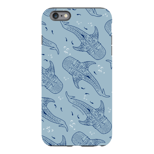 iPhone Tough Phone Case - Whale Sharks Pattern Blues
