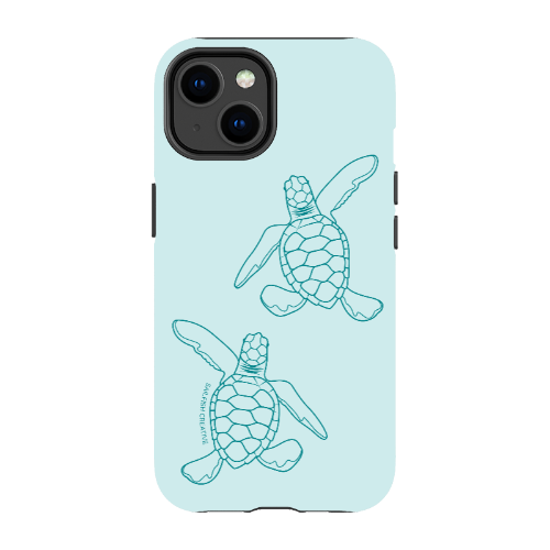 iPhone Tough Phone Case - Turtle Hatchlings Outline Teal - Sailfish Creative