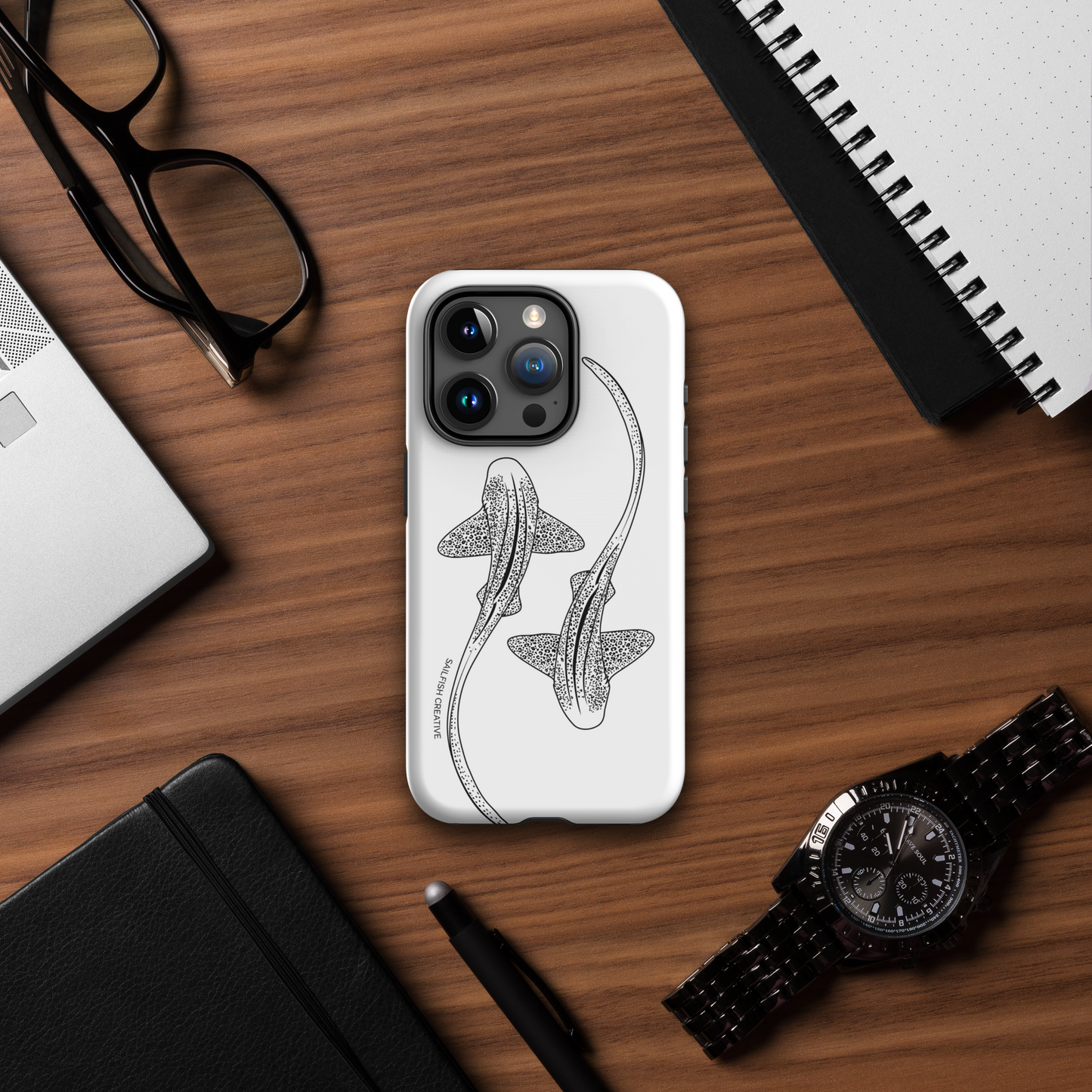 iPhone Tough Phone Case - Leopard Sharks Outline - Sailfish Creative