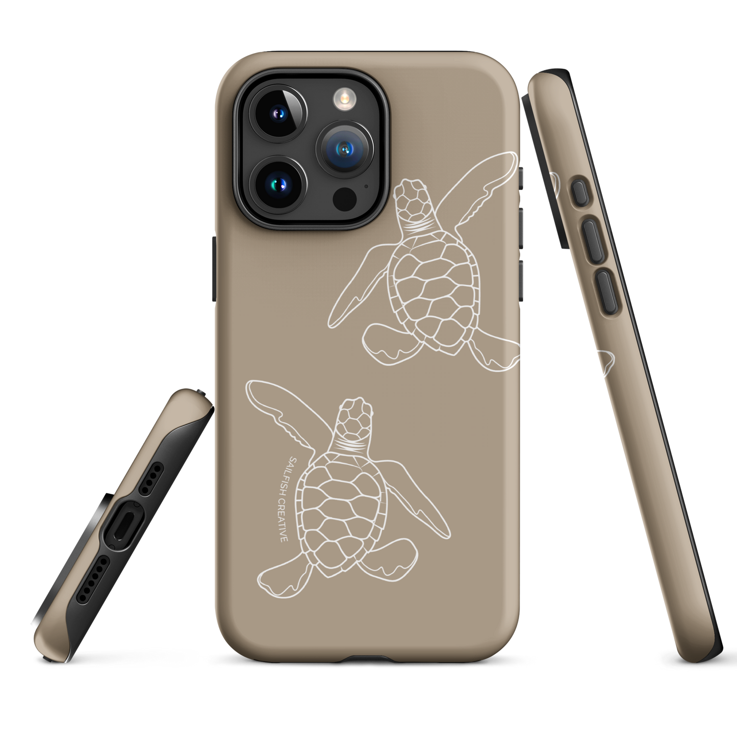 iPhone Tough Phone Case - Turtle Hatchlings Outline Natural - Sailfish Creative