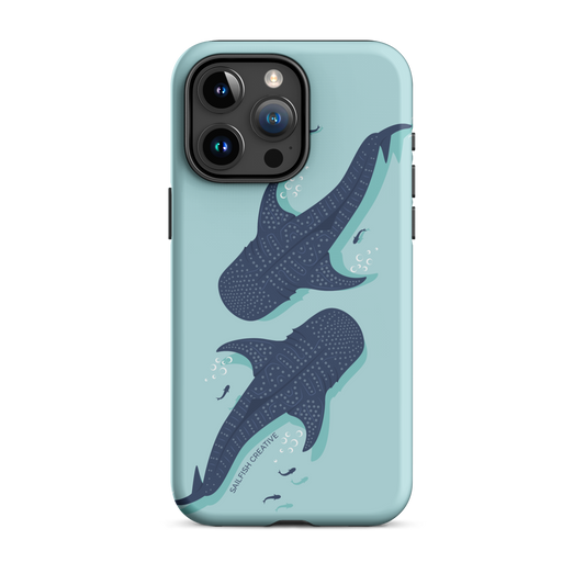 iPhone phone case with whale shark design in blue color