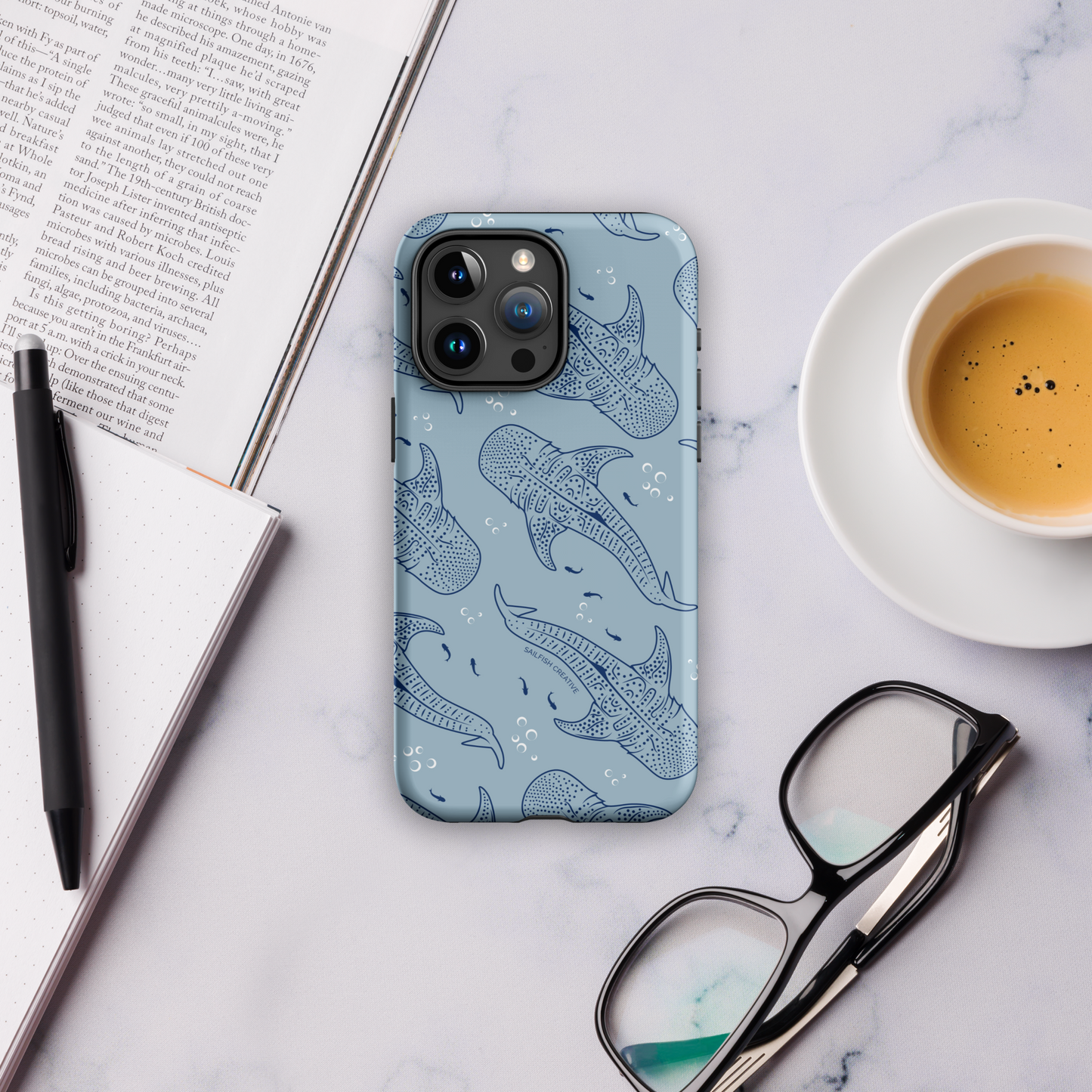 iPhone Tough Phone Case - Whale Sharks Pattern Bluer - Sailfish Creative