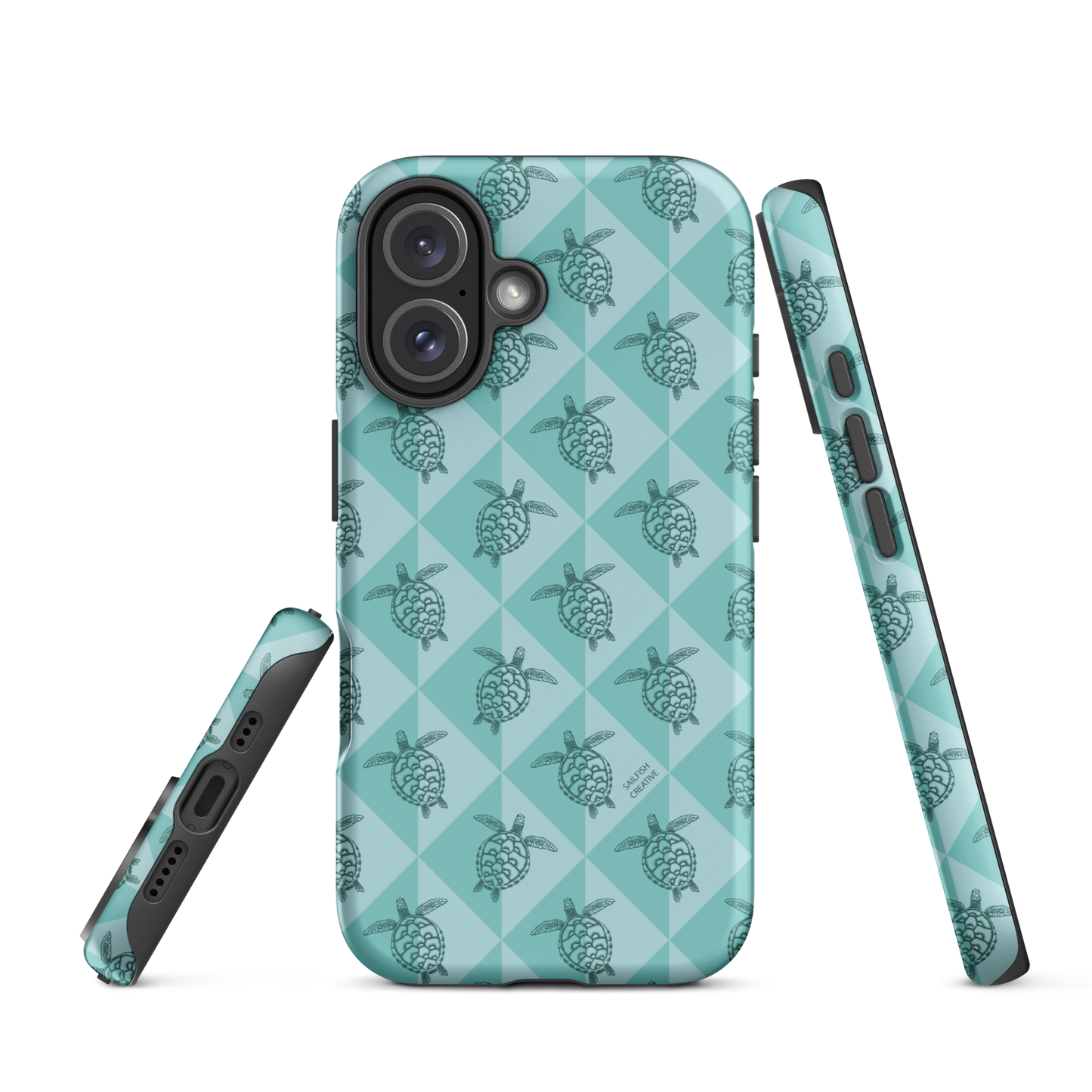 iPhone Tough Phone Case - Turtle Diamonds Teal