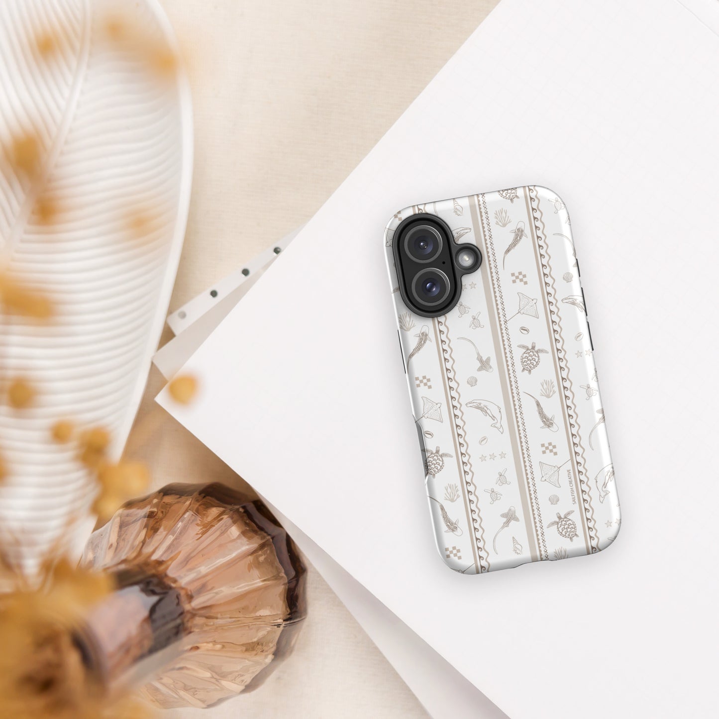 iPhone Tough Phone Case - Candy Stripes Beige