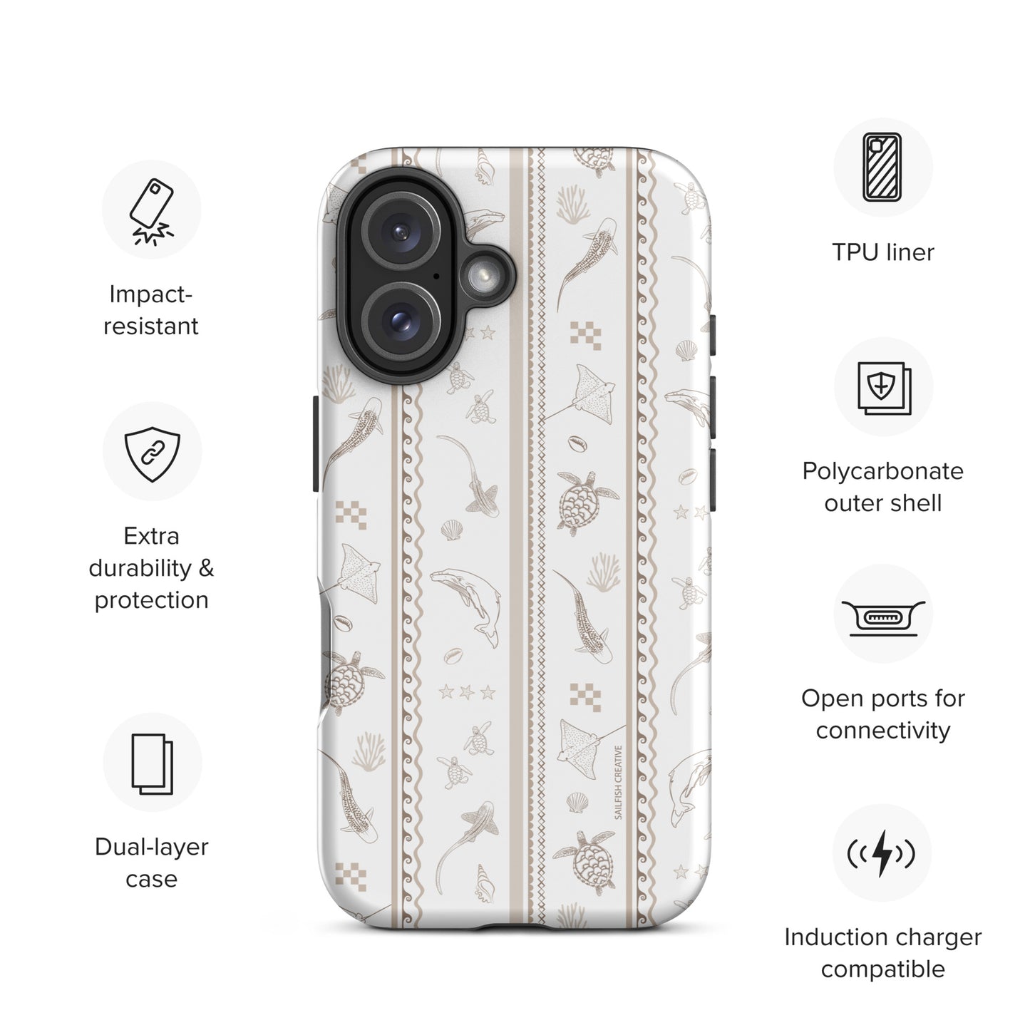 iPhone Tough Phone Case - Candy Stripes Beige