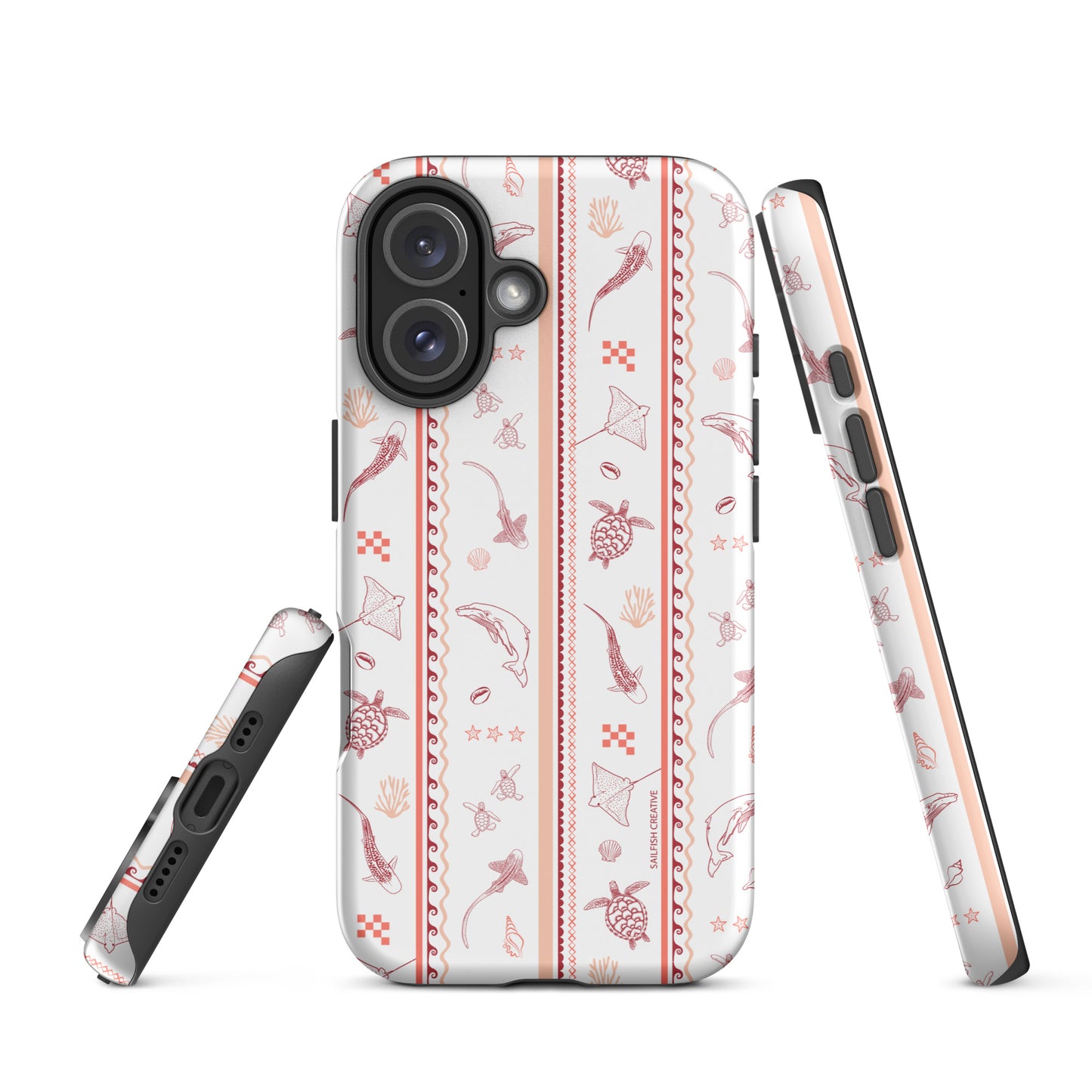 iPhone Tough Phone Case - Candy Stripes Coral