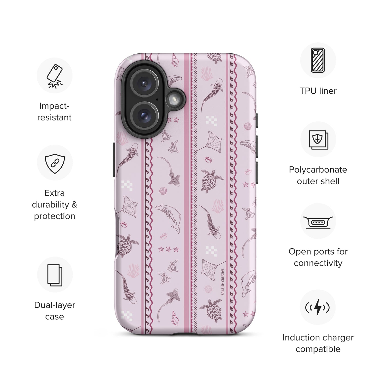 iPhone Tough Phone Case - Candy Stripes Orchid