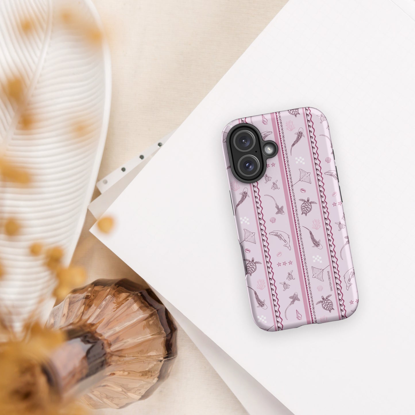 iPhone Tough Phone Case - Candy Stripes Orchid