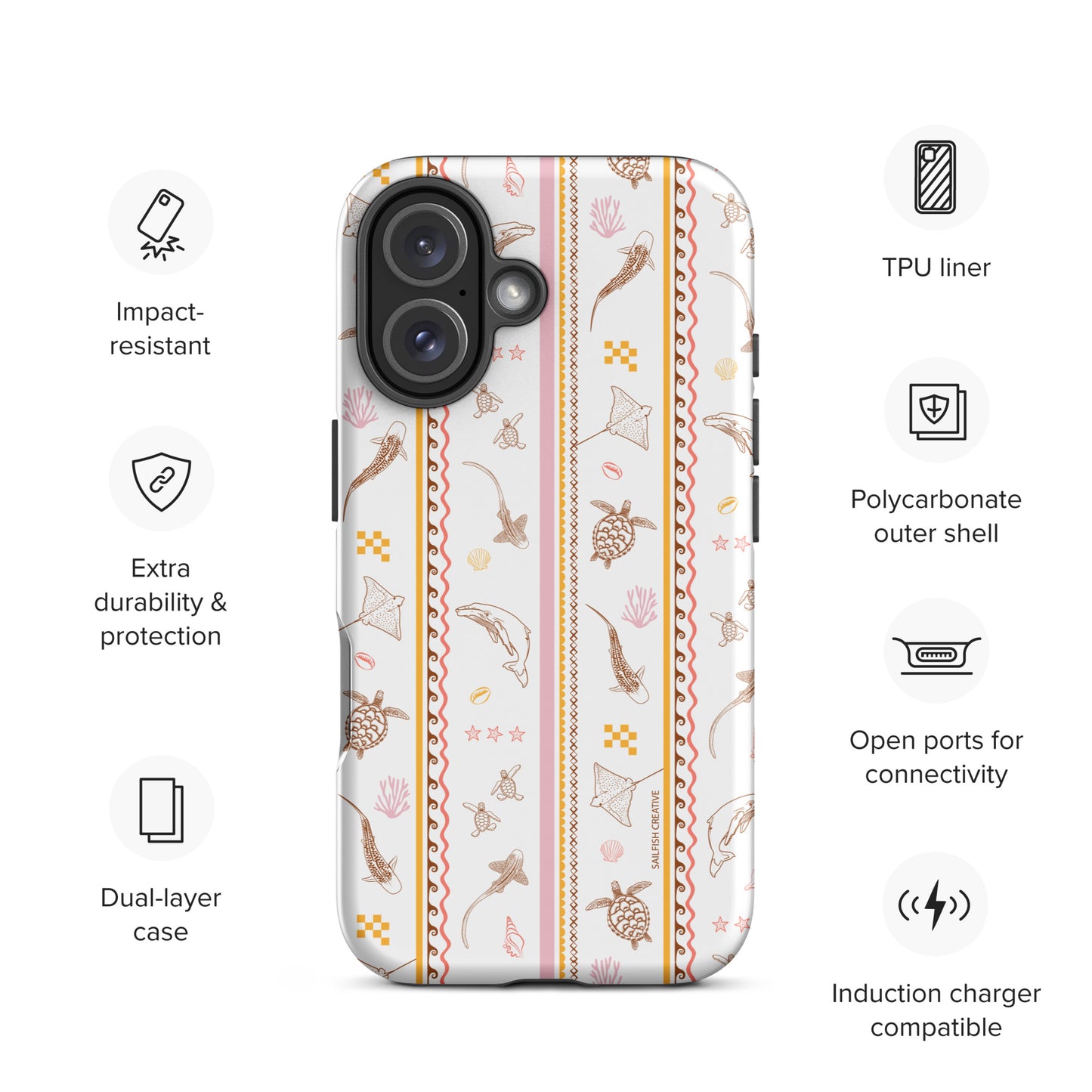 iPhone Tough Phone Case - Candy Stripes on White