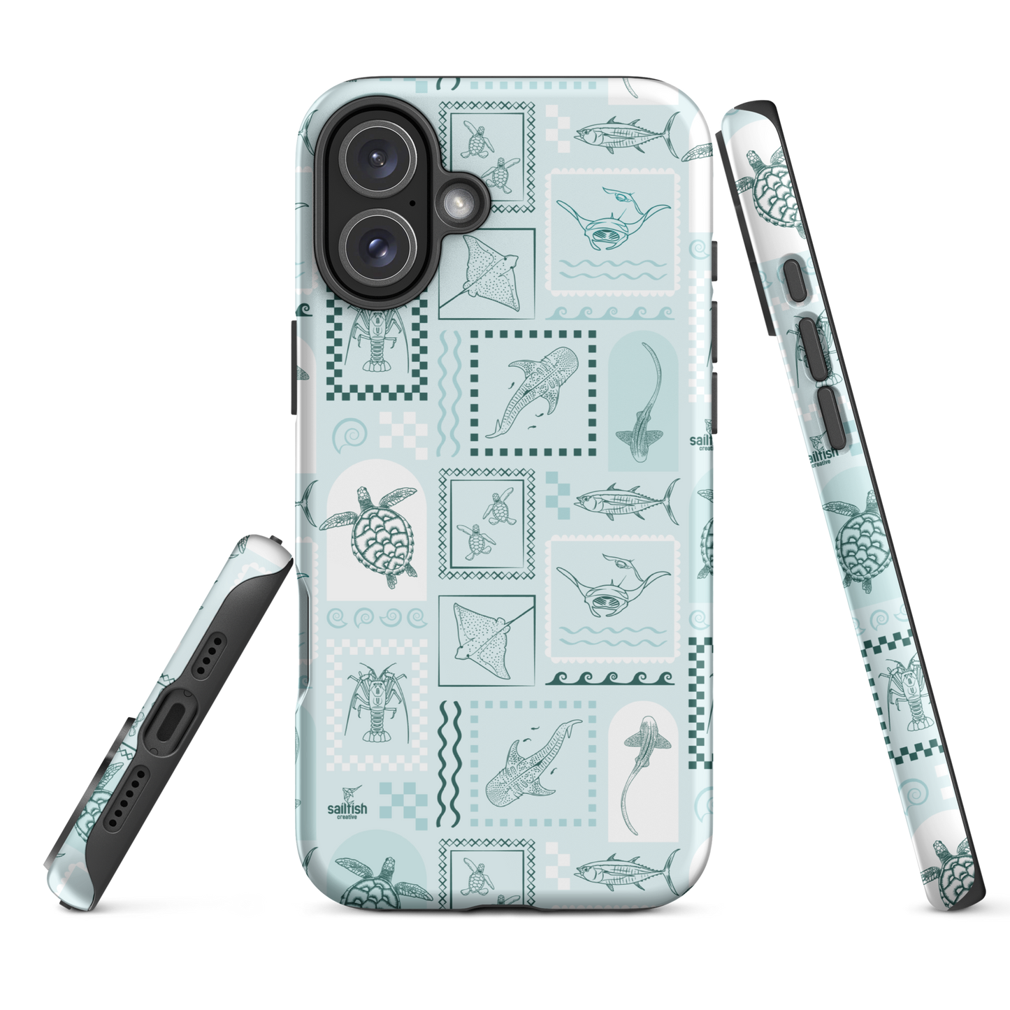 iPhone Tough Phone Case - Arches Print Teal
