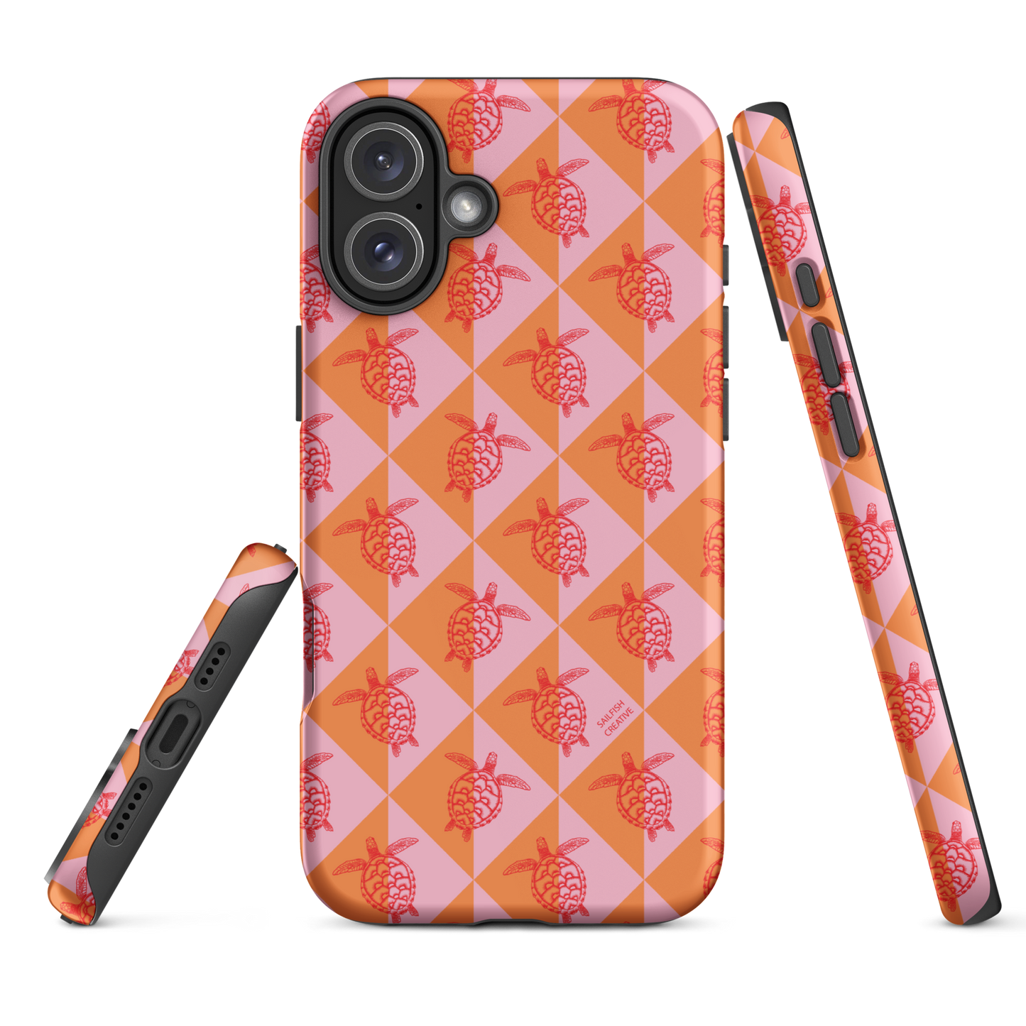 iPhone Tough Phone Case - Turtle Diamonds Candy Sunset